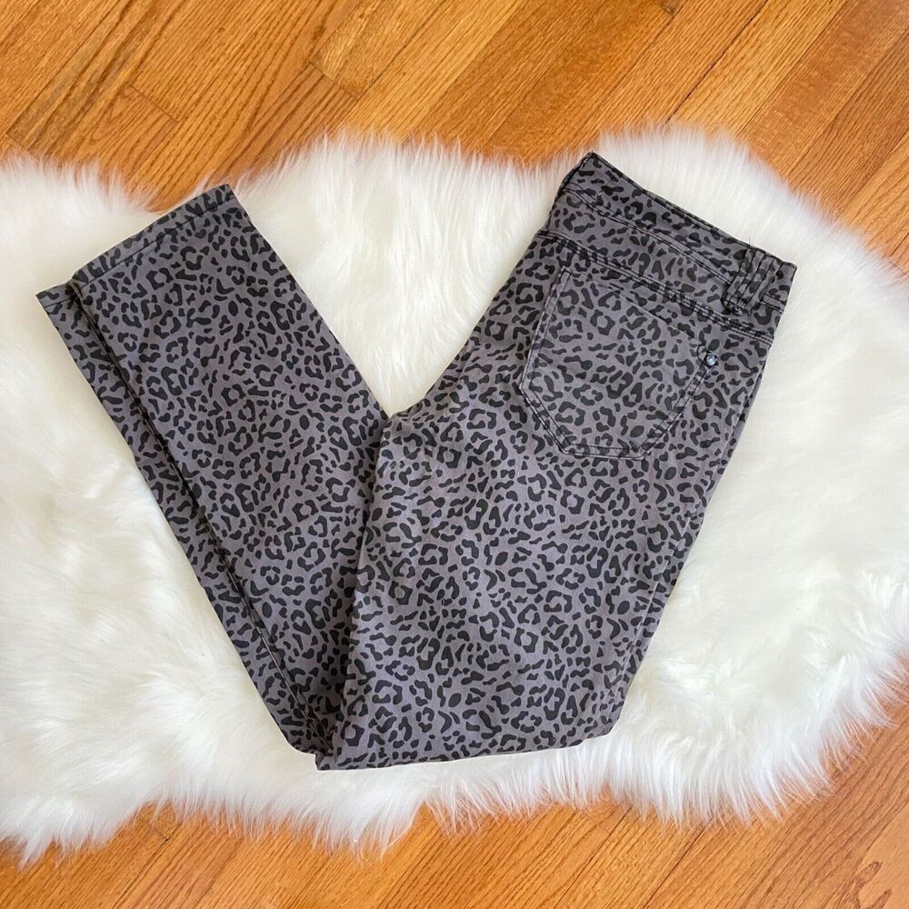 Peace Love Vanilla Star Size 11 Junior Gray Leopard Animal Print Pants Soft 31"